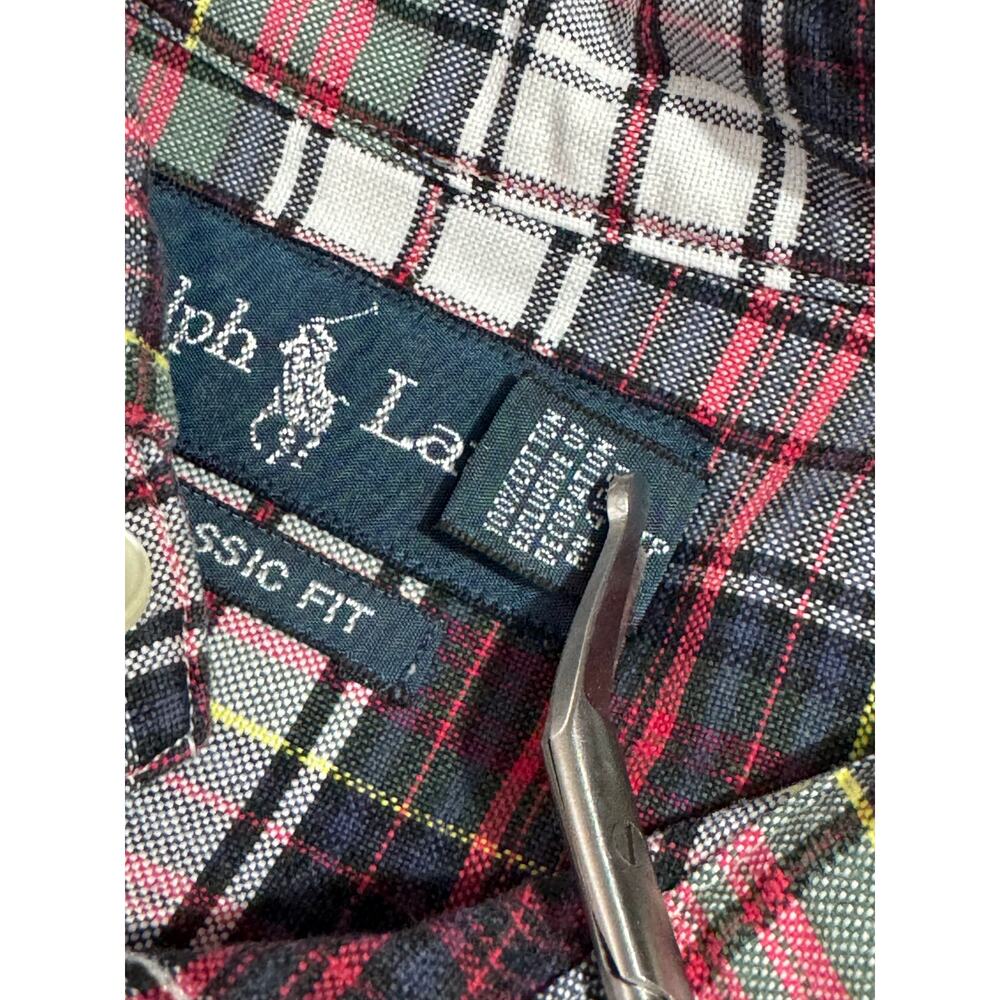 POLO RALPH LAUREN SHIRT — Red Green Yellow Plaid Classic Fit Men's XL - Picture 7 of 9